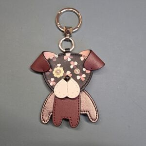 KATE SPADE EUC Floral Pup Cherrywood Keychain Bag Charm